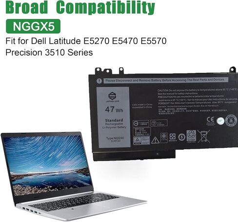 NGGX5 JY8D6 Laptop Battery Replacement for Dell Latitude E5270 E5470 E5570 Precision 3510 Series Notebook 0JY8D6 954DF 451-BBUN 451-BBUJ RDRH9 11.4V 47Wh 4310mAh in Saudi Arabia