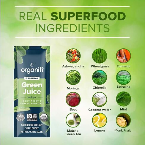 Organifi: GO Packs - Green Juice - Organic Superfood Supplement Powder - 15 Servings - Organic Vegan Greens - Hydrates and Revitalizes in Saudi Arabia