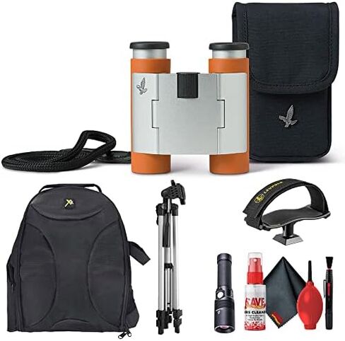 مناظير سواروفسكي كوريو المدمجة 7 × 21 CL (برتقالي محروق) مع حقيبة ظهر مبطنة، حامل ثلاثي القوائم، محول ثلاثي القوائم ثنائي العينين، مصباح يدوي ومجموعة تنظيف (46158) in Kuwait