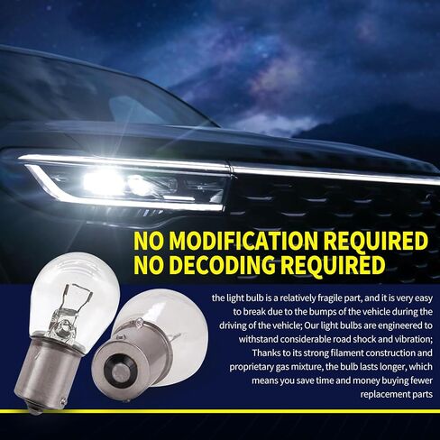 Pack-10 Car Turn Signal Light Replacements, Super Bright Flat Angle Waterproof Vehicle Brake Bulb, Universal 12V 21W BA15S Single Light Marker Bulb for Most Cars (Transparent #1141) in Saudi Arabia