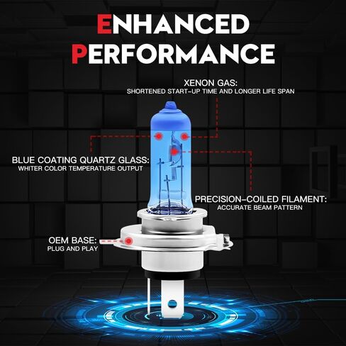 vehicode h4 hb2 9003 المصابيح الأمامية الهالوجين 5500k-6000k الأبيض الطبيعي مرحبا / لو شعاع دراجة نارية سيارة 12 فولت 60/55 واط HS1 عدة عالية ومنخفضة شعاع العارض كشافات الضباب استبدال (2 حزمة) in Kuwait