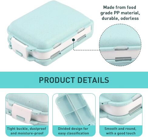 4Pcs Pill Organizer,8 Compartments Portable Pill Box,Travel Pill Box,Three Folding Design Daily Pill Organizer for Pocket Purse Medicine Vitamin Holder Container(Pink,Blue) in Saudi Arabia