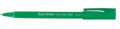 Pentel R50 Rollerball Pen Green Barrel Water-Based 0.8mm Tip 0.4mm Line Blue Ref R50-C [Pack of 12] in Saudi Arabia