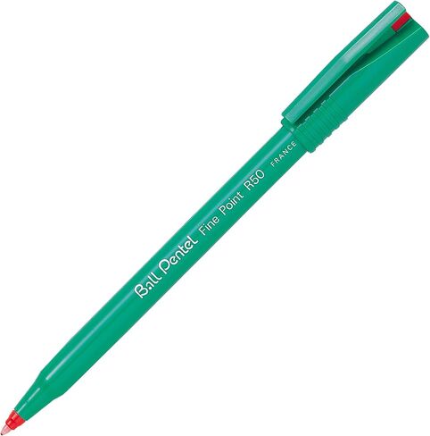 Pentel R50 Rollerball Pen Green Barrel Water-Based 0.8mm Tip 0.4mm Line Blue Ref R50-C [Pack of 12] in Saudi Arabia