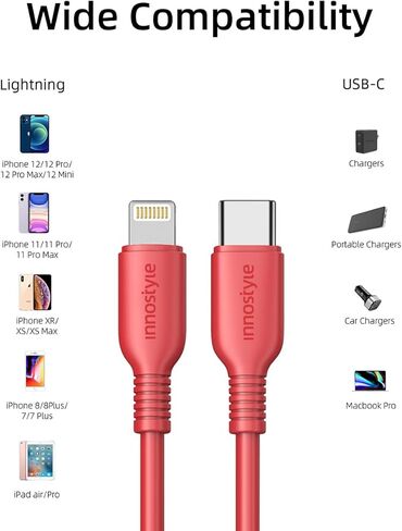 كابل USB C إلى Lightning بطول 3.9أقدام [معتمد من MFi]، سلك شحن سريع لهاتف iPhone 15 14 13 12 11 8 Pro Max Mini X XS XR iPad Airpods in Kuwait