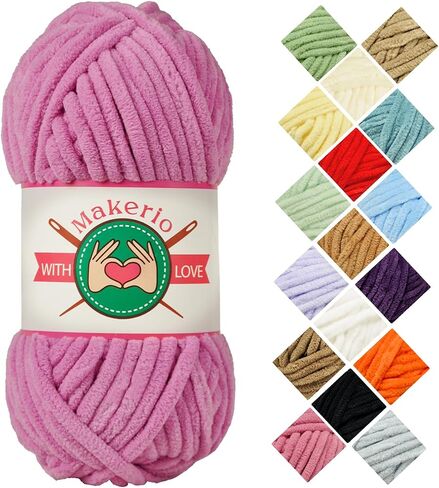 Velvet Yarn - Chenille Amigurumi for Crocheting Super Bulky Yarn 100g (75 Yds) - Fluffy and Chunky Knitting Yarn for Baby Blanket - Soft and Thick Yarns for Handcrafts (Green) in Saudi Arabia