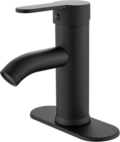 gotonovo Bathroom Sink Faucet Single Hole Single Handle Stainless Steel Black and Brushed Nickel Bathroom Vanity Faucet Farmhouse Basin Sink Faucet with Supply Line in Kuwait