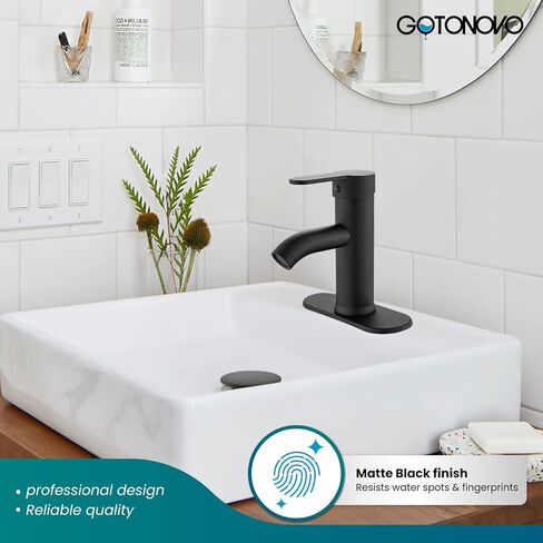 gotonovo Bathroom Sink Faucet Single Hole Single Handle Stainless Steel Black and Brushed Nickel Bathroom Vanity Faucet Farmhouse Basin Sink Faucet with Supply Line in Kuwait