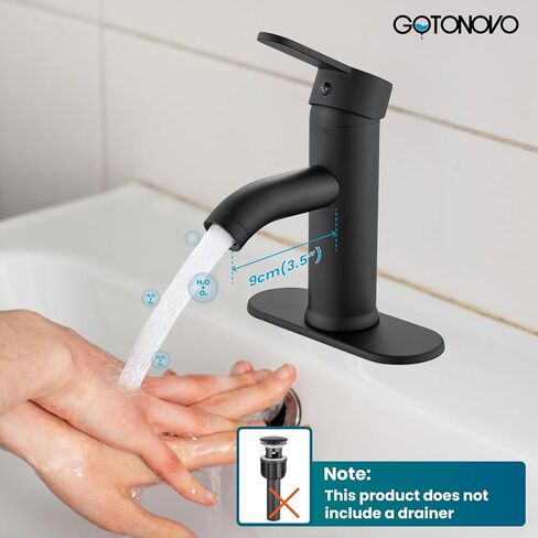 gotonovo Bathroom Sink Faucet Single Hole Single Handle Stainless Steel Black and Brushed Nickel Bathroom Vanity Faucet Farmhouse Basin Sink Faucet with Supply Line in Kuwait