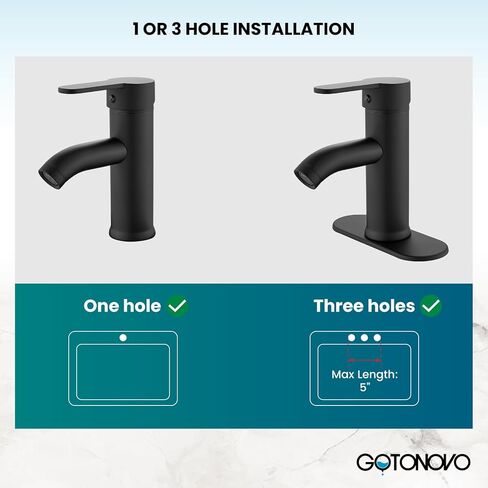 gotonovo Bathroom Sink Faucet Single Hole Single Handle Stainless Steel Black and Brushed Nickel Bathroom Vanity Faucet Farmhouse Basin Sink Faucet with Supply Line in Kuwait