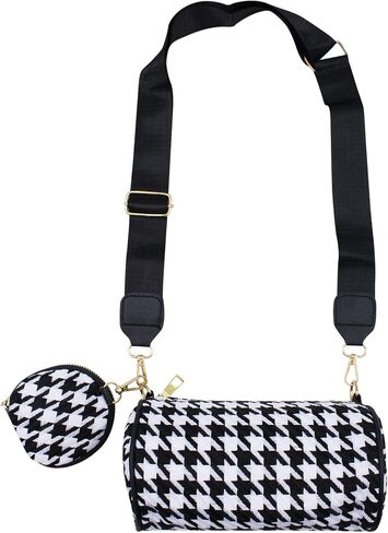 ANKOMINA Women Fashion Houndstooth Printed Crossbody Shoulder Bag Lady Small Clutch Handbag with Mini Wallet Coin Purse in Saudi Arabia