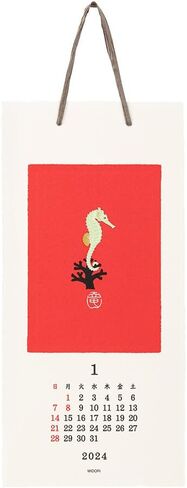 Midori 3130006 2024 Calendar, Wall Hanging, L, Echizen Washi Paper, Traditional Pattern (S (stalk)) in Saudi Arabia