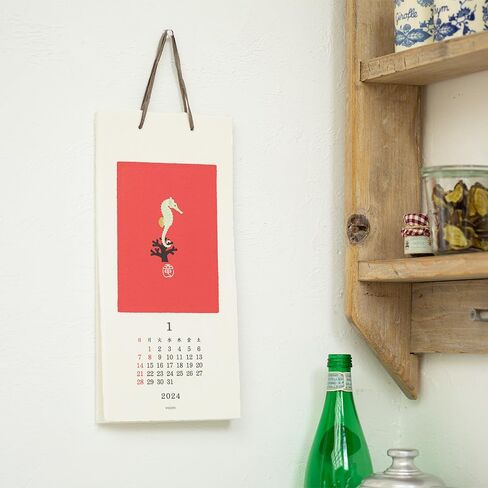 Midori 3130006 2024 Calendar, Wall Hanging, L, Echizen Washi Paper, Traditional Pattern (S (stalk)) in Saudi Arabia