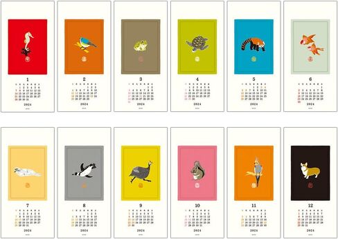 Midori 3130006 2024 Calendar, Wall Hanging, L, Echizen Washi Paper, Traditional Pattern (S (stalk)) in Saudi Arabia