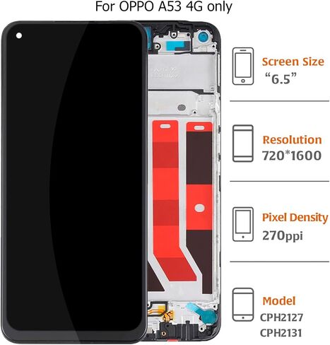 لشاشة LCD ممن لهم A53 4G (أصلية مع إطار) محول رقمي باللمس CPH2127 CPH2131 استبدال الشاشة طقم إصلاح التجميع الكامل مع الأدوات in Saudi Arabia