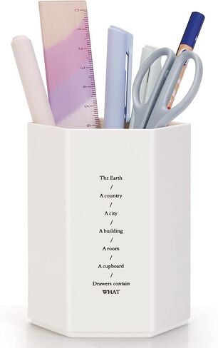 حامل أقلام للمكتب، حامل أقلام رصاص بسيط، إكسسوارات مكتب عصرية سداسية، متعدد الوظائف لتخزين أكواب أقلام الرصاص، لوازم مكتبية للنساء، المنزل، المدرسة، الفصل الدراسي والأطفال (أبيض) in Kuwait