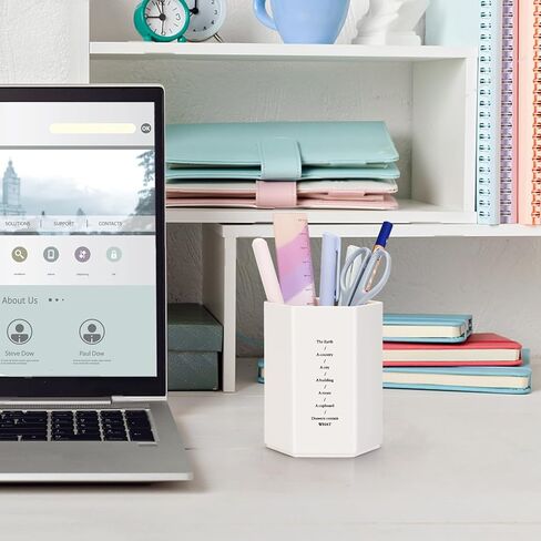 حامل أقلام للمكتب، حامل أقلام رصاص بسيط، إكسسوارات مكتب عصرية سداسية، متعدد الوظائف لتخزين أكواب أقلام الرصاص، لوازم مكتبية للنساء، المنزل، المدرسة، الفصل الدراسي والأطفال (أبيض) in Kuwait