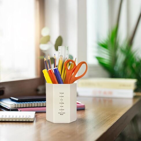حامل أقلام للمكتب، حامل أقلام رصاص بسيط، إكسسوارات مكتب عصرية سداسية، متعدد الوظائف لتخزين أكواب أقلام الرصاص، لوازم مكتبية للنساء، المنزل، المدرسة، الفصل الدراسي والأطفال (أبيض) in Kuwait