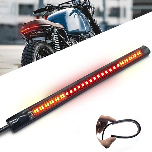 شريط إشارة الانعطاف LED المرن العالمي باللون الأحمر والعنبر مع إشارات الانعطاف إلى اليمين واليسار ضوء إيقاف الفرامل للدراجات النارية ATV سكوتر رباعية الطرق الوعرة Taotao Cruiser in Kuwait