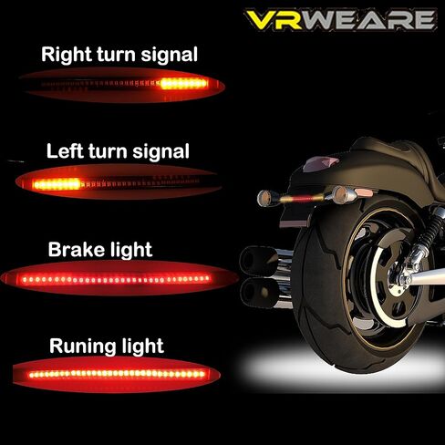 شريط إشارة الانعطاف LED المرن العالمي باللون الأحمر والعنبر مع إشارات الانعطاف إلى اليمين واليسار ضوء إيقاف الفرامل للدراجات النارية ATV سكوتر رباعية الطرق الوعرة Taotao Cruiser in Kuwait