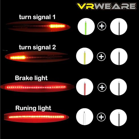 شريط إشارة الانعطاف LED المرن العالمي باللون الأحمر والعنبر مع إشارات الانعطاف إلى اليمين واليسار ضوء إيقاف الفرامل للدراجات النارية ATV سكوتر رباعية الطرق الوعرة Taotao Cruiser in Kuwait