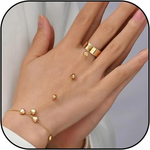 Hand Chain Bracelet Ring Bracelet Butterfly Finger Ring for Women Girls Rhinestone Hand Chain Ring Bracelets for Women Trendy Stuff in Saudi Arabia