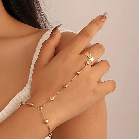 Hand Chain Bracelet Ring Bracelet Butterfly Finger Ring for Women Girls Rhinestone Hand Chain Ring Bracelets for Women Trendy Stuff in Saudi Arabia