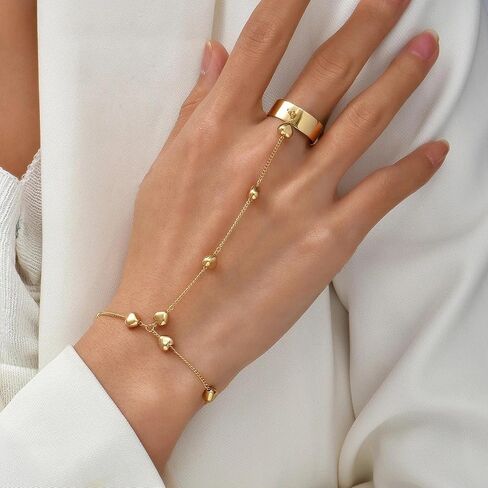 Hand Chain Bracelet Ring Bracelet Butterfly Finger Ring for Women Girls Rhinestone Hand Chain Ring Bracelets for Women Trendy Stuff in Saudi Arabia