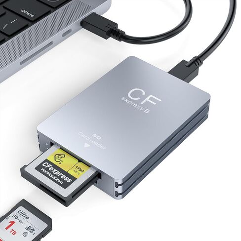 قارئ بطاقات CFexpress من النوع B وقارئ بطاقات SD، USB 3.2 Gen 2 10 جيجابت في الثانية قارئ بطاقات CFexpress، قارئ بطاقات CF Express مع كابل USB C إلى USB A/C متوافق مع أنظمة التشغيل Windows/Mac OS/Linux/Android in Kuwait