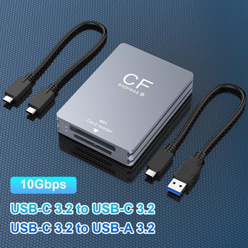 قارئ بطاقات CFexpress من النوع B وقارئ بطاقات SD، USB 3.2 Gen 2 10 جيجابت في الثانية قارئ بطاقات CFexpress، قارئ بطاقات CF Express مع كابل USB C إلى USB A/C متوافق مع أنظمة التشغيل Windows/Mac OS/Linux/Android in Kuwait