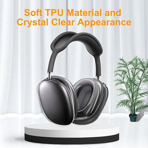 Valkit Compatible with Airpods Max Case Cover, Clear Soft TPU Protective Headphones Cover Headset Shockproof Full Case for Airpods Max -Transparent in Saudi Arabia