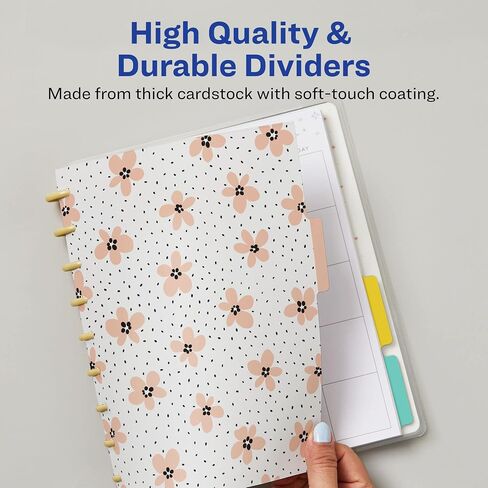 فواصل مخططة من Avery لمخططات Happy Planner ذات 9 أقراص بالحجم الكلاسيكي، مجموعة 4 علامات تبويب، تصميم أزهار الربيع، مجموعة واحدة (25484) in Saudi Arabia