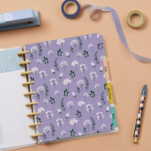 فواصل مخططة من Avery لمخططات Happy Planner ذات 9 أقراص بالحجم الكلاسيكي، مجموعة 4 علامات تبويب، تصميم أزهار الربيع، مجموعة واحدة (25484) in Saudi Arabia