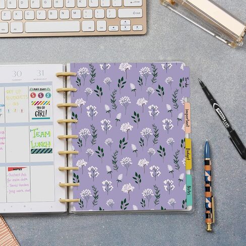 فواصل مخططة من Avery لمخططات Happy Planner ذات 9 أقراص بالحجم الكلاسيكي، مجموعة 4 علامات تبويب، تصميم أزهار الربيع، مجموعة واحدة (25484) in Saudi Arabia