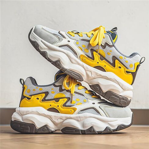 Mlynar Men Chunky Sneakers Platform Dad Shoes Colorblock Fashion Casual Sneakers Lace-Up Walking Running Breathable Shoes in Saudi Arabia