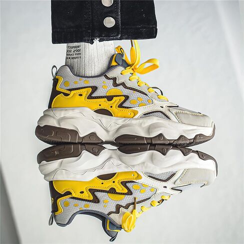 Mlynar Men Chunky Sneakers Platform Dad Shoes Colorblock Fashion Casual Sneakers Lace-Up Walking Running Breathable Shoes in Saudi Arabia