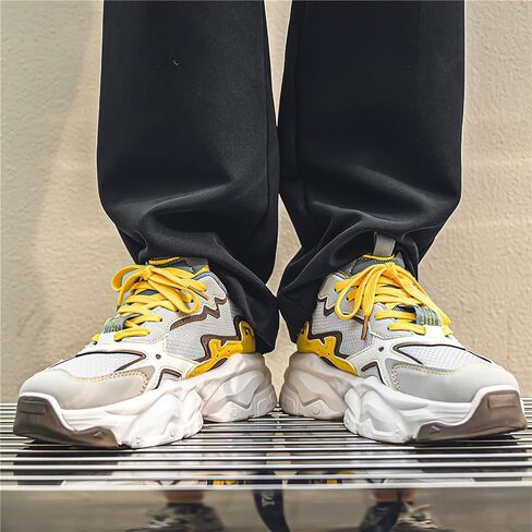 Mlynar Men Chunky Sneakers Platform Dad Shoes Colorblock Fashion Casual Sneakers Lace-Up Walking Running Breathable Shoes in Saudi Arabia