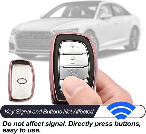 MECHCOS مناسب لشركة Hyundai Elantra Ioniq Sonata Tucson Elantra GT Smart 3 4 أزرار وردي من البولي يوريثان الحراري غطاء غطاء مفتاح فوب حامل جهاز التحكم عن بعد حامي الجلد ملحقات أكمام الدخول بدون مفتاح، لا يناسب مفتاح الوجه/الطي in Kuwait