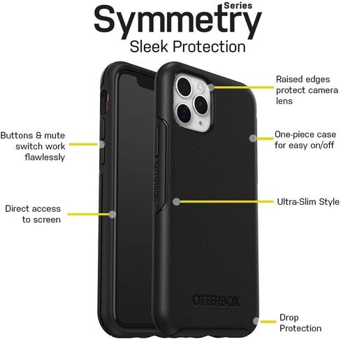 حافظة OtterBox Symmetry Series لهاتف iPhone 11 PRO MAX (NOT 11/11 Pro) - تتضمن قطعة قماش للتنظيف - عبوة صديقة للبيئة - أسود in Saudi Arabia