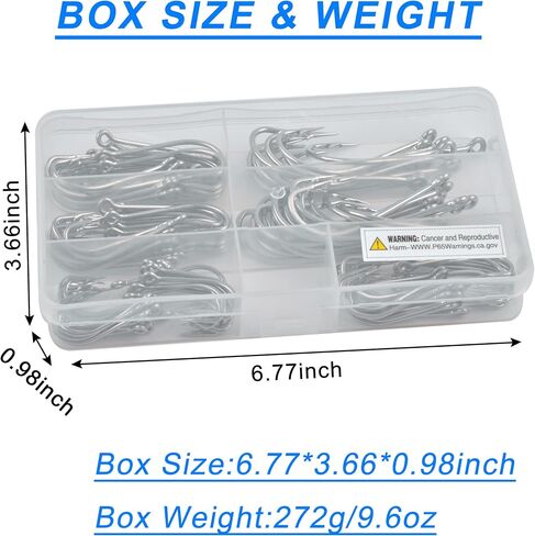 Stainless Steel Saltwater Fishing Hooks Kit - 115pcs Extra Strong O'Shaughnessy Forged Long Shank Trolling Hooks Assortment Sizes with Box for Freshwater Saltwater in Saudi Arabia