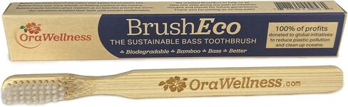 Bamboo Toothbrush, Sustainable BrushEco Bass Toothbrush with 3 Rows, Biodegradable Wooden Toothbrush for Healthy Mouth, Gums & Teeth, Reducing Gum Disease, BPA Free & Made in USA - 3 Pack in Saudi Arabia