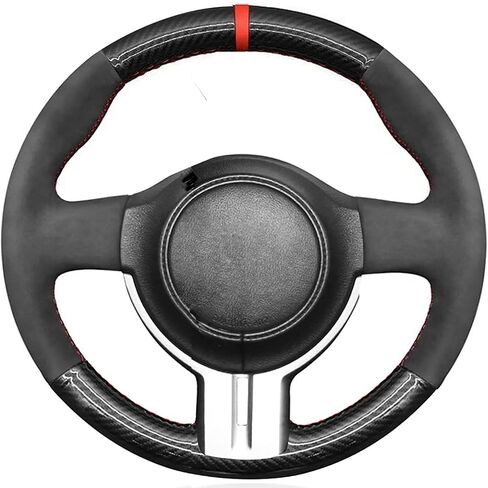 Loncky Genuine Leather Car Custom Steering Wheel Cover for Scion FR-S 2013 2014 2015 2016 / Subaru BRZ 2013 2014 2015 2016 / Toyota 86 Carbon Fiber OEM Interior Parts Accessories in Saudi Arabia