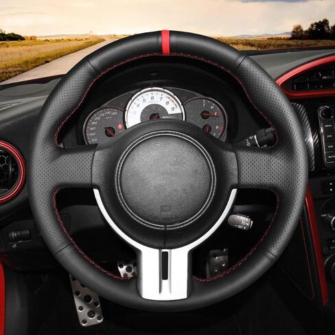 Loncky Genuine Leather Car Custom Steering Wheel Cover for Scion FR-S 2013 2014 2015 2016 / Subaru BRZ 2013 2014 2015 2016 / Toyota 86 Carbon Fiber OEM Interior Parts Accessories in Saudi Arabia