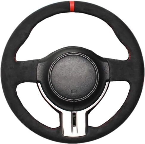 Loncky Genuine Leather Car Custom Steering Wheel Cover for Scion FR-S 2013 2014 2015 2016 / Subaru BRZ 2013 2014 2015 2016 / Toyota 86 Carbon Fiber OEM Interior Parts Accessories in Saudi Arabia
