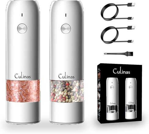 Electric Salt and Pepper Grinder Set - Automatic Salt and Pepper Grinder Set Rechargeable - Light Up Electronic Salt and Pepper Shakers with LED Light (Black), small in Saudi Arabia
