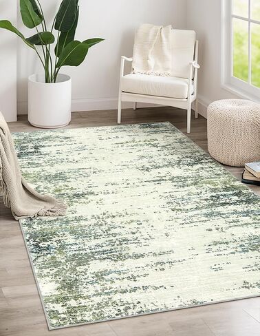 Morebes Modern 3x5 Rug Non Slip,Washable Neutral Area Rug for Bedroom, Soft Abstract Pattern Throw Floor Carpet for Entryway Entry Kitchen Bathroom Living Room Office,Black&Grey in Saudi Arabia