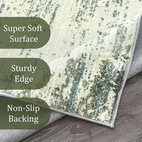 Morebes Modern 3x5 Rug Non Slip,Washable Neutral Area Rug for Bedroom, Soft Abstract Pattern Throw Floor Carpet for Entryway Entry Kitchen Bathroom Living Room Office,Black&Grey in Saudi Arabia