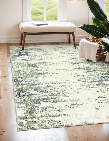 Morebes Modern 3x5 Rug Non Slip,Washable Neutral Area Rug for Bedroom, Soft Abstract Pattern Throw Floor Carpet for Entryway Entry Kitchen Bathroom Living Room Office,Black&Grey in Saudi Arabia