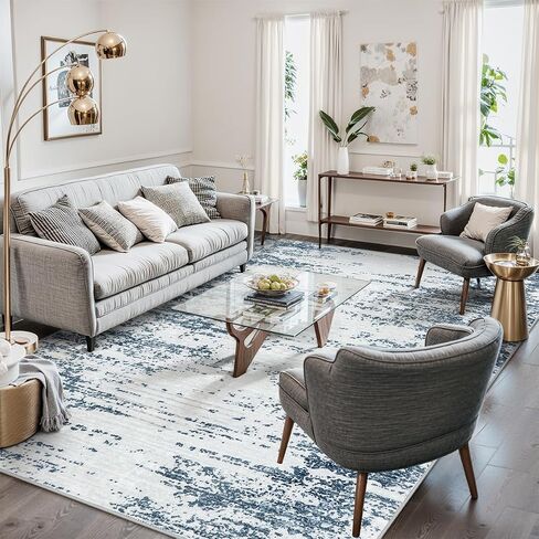 Morebes Modern 3x5 Rug Non Slip,Washable Neutral Area Rug for Bedroom, Soft Abstract Pattern Throw Floor Carpet for Entryway Entry Kitchen Bathroom Living Room Office,Black&Grey in Saudi Arabia