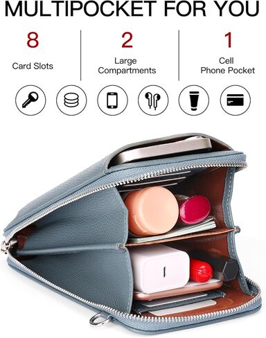 Small Cell Phone Purse Bags for Women Leather Wallet with Credit Card Slots,Black in Kuwait